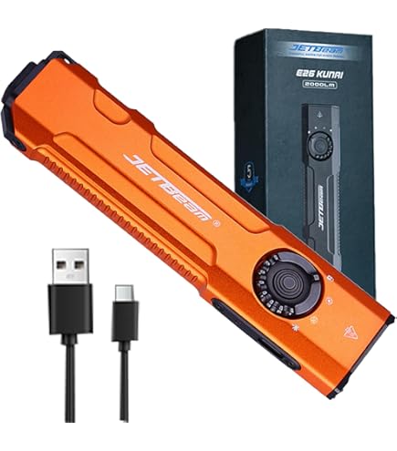 JETBeam E26 2000 Lumens EDC Flat Flashlight,Rechargeable Compact