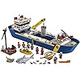 LEGO City Ocean Exploration Ship 60266, Toy Exploration Vessel, Mini Helicopter, Submarine, Shipwreck with Treasure, Lifeboat, Stingray, Shark, Plus 8 Minifigures (745 Pieces)