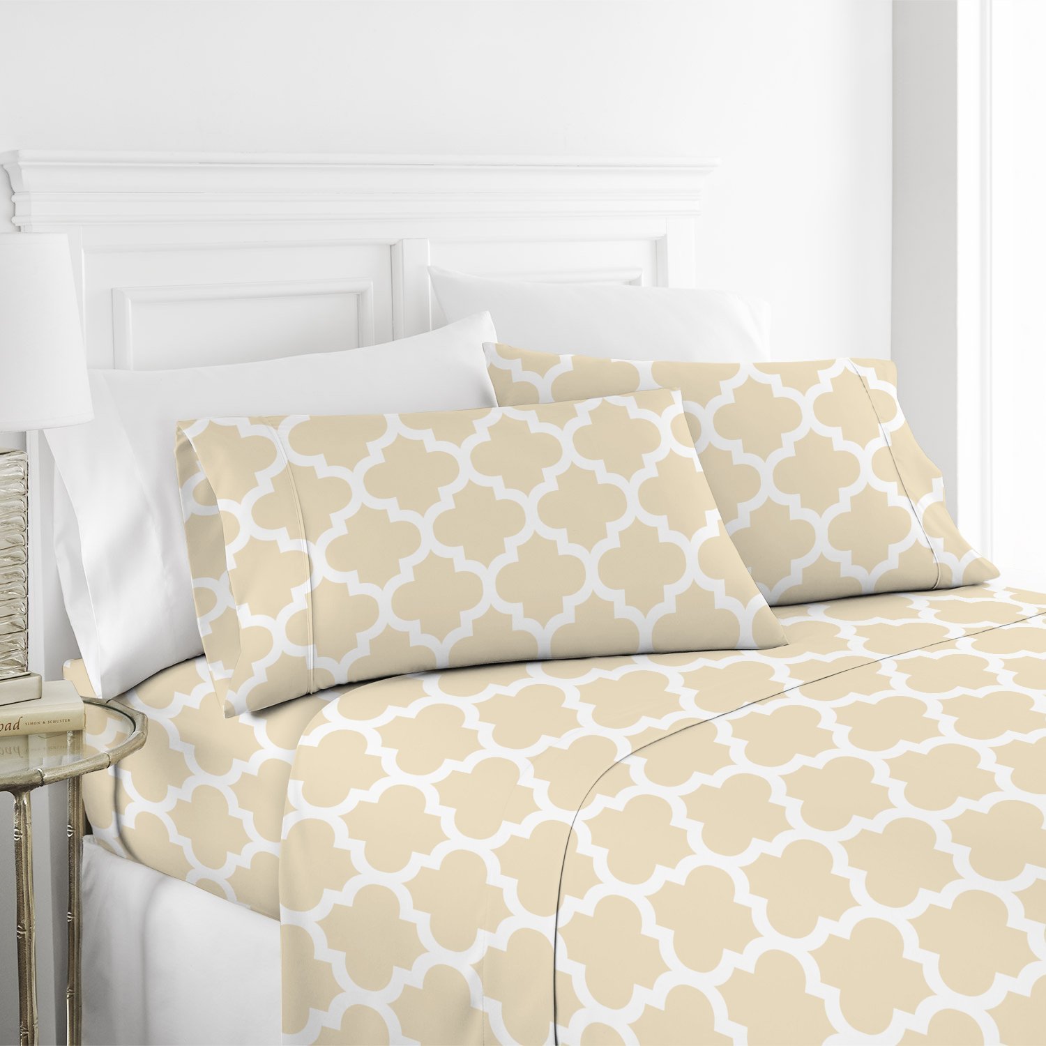 Italian Luxury 1800 Hotel Collection Quatrefoil Pattern Bed Sheet Set