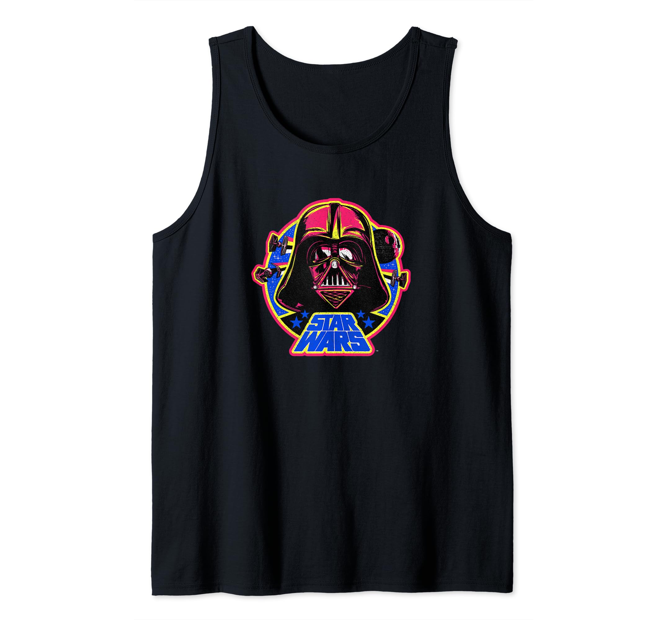 Star Wars Darth Vadar Neon Helmet Death Star Logo Tank Top