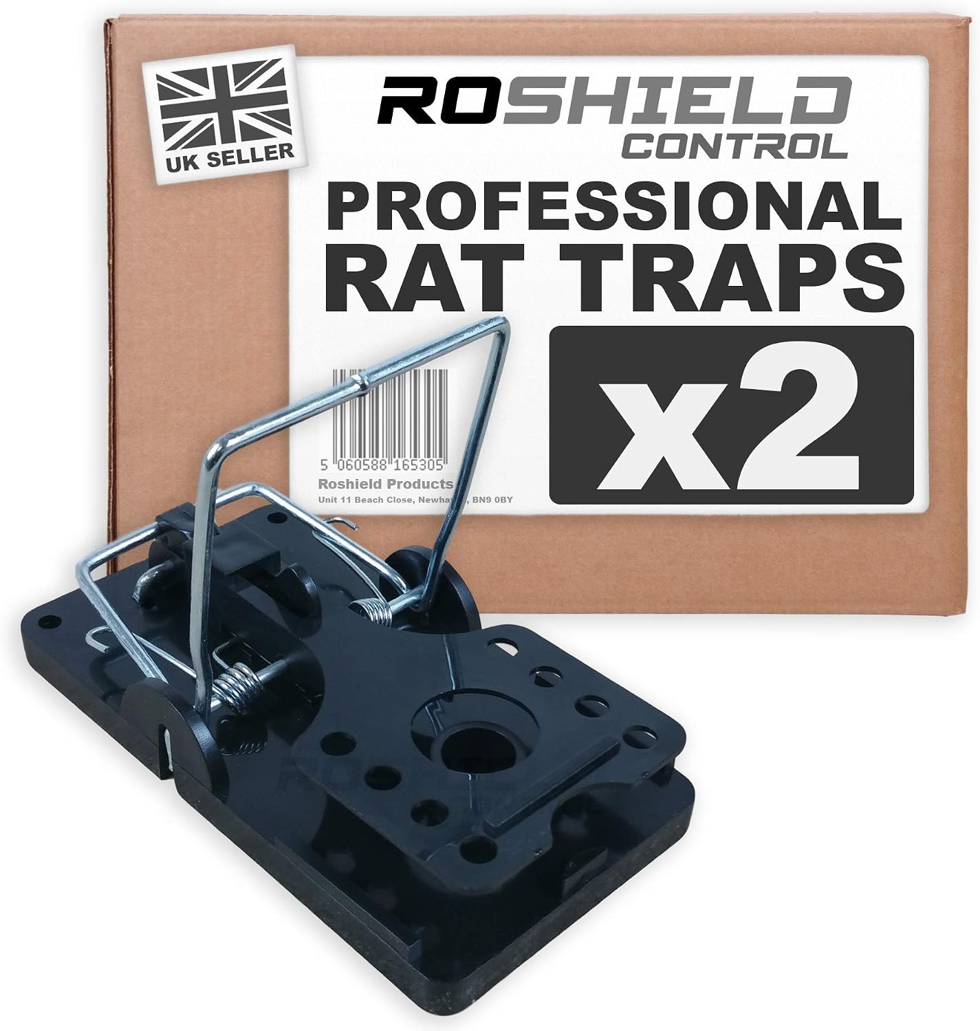 ROSHIELD 2 x Rat Traps, Professional Quality & Heavy Duty Pest Control Traps for Instant Kill