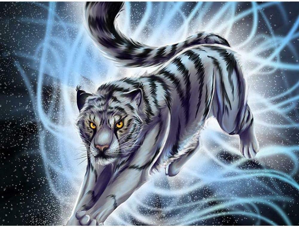 5D DIY Diamond Painting Full Round Drill Cross Stitch Kit Diamond Painting Number Kits Embroidery Art for Adults Play The Tiger 15.7x11.8in 1 Pack by Jestang