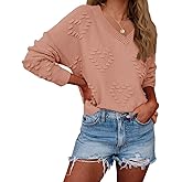 Tutorutor Womens Cute Heart Love Print Valentine Sweater Tops Oversized Crew Neck Dot Ball Loose Knitted Jumper Pullover