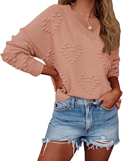 Heart Love Print Sweater Tops Oversized 