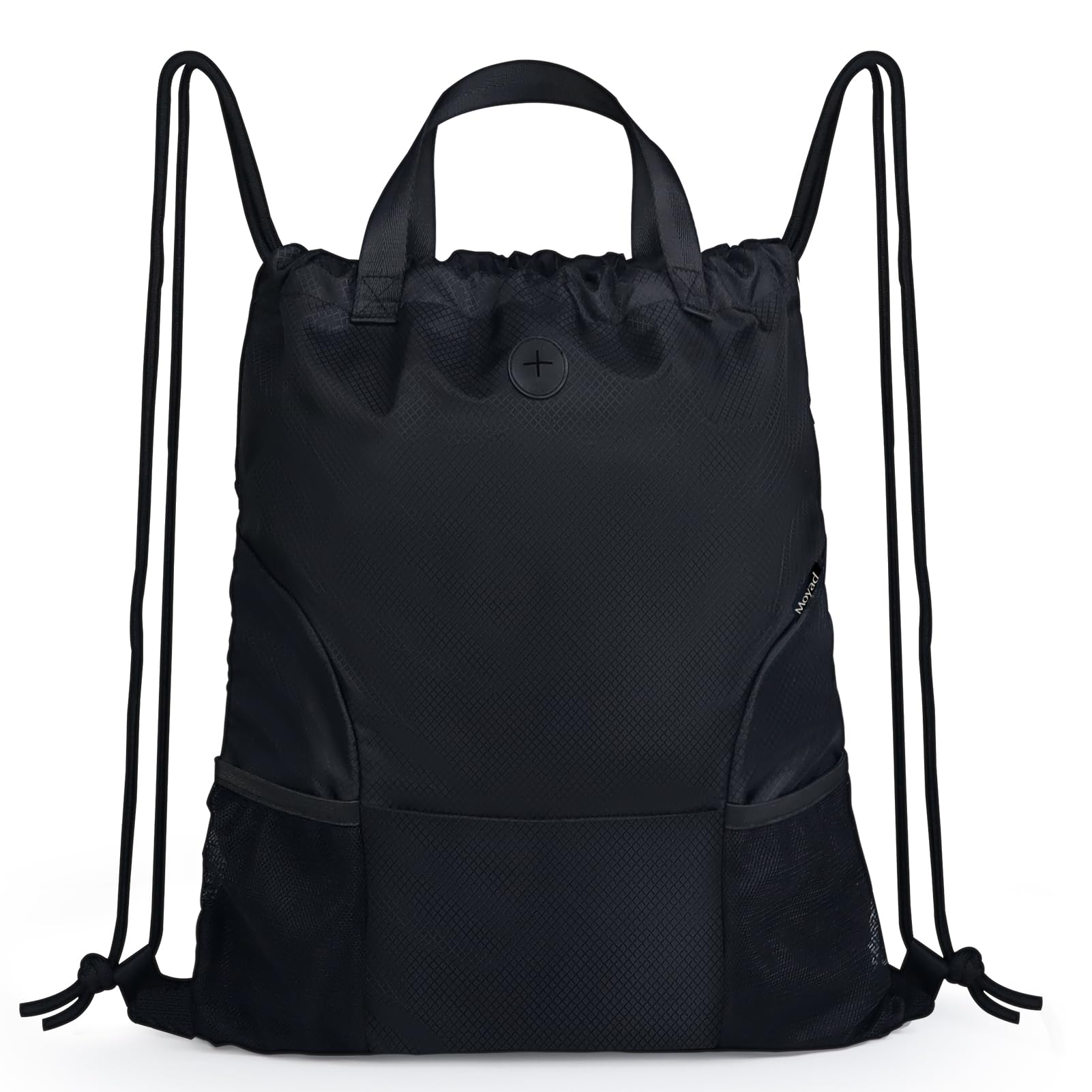 Moyad Drawstring Bags for Women Men Swim PE Bags Drawstring Gym Bag for Kids Adults Waterproof String Swimming Sports Backpack for School Travel, Black & Diamond Grid Pattern