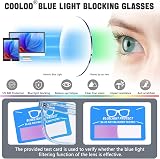 COOLOO Blue Light Blocking Glasses Anti Glare TR90 Frame Gaming Specs view 4