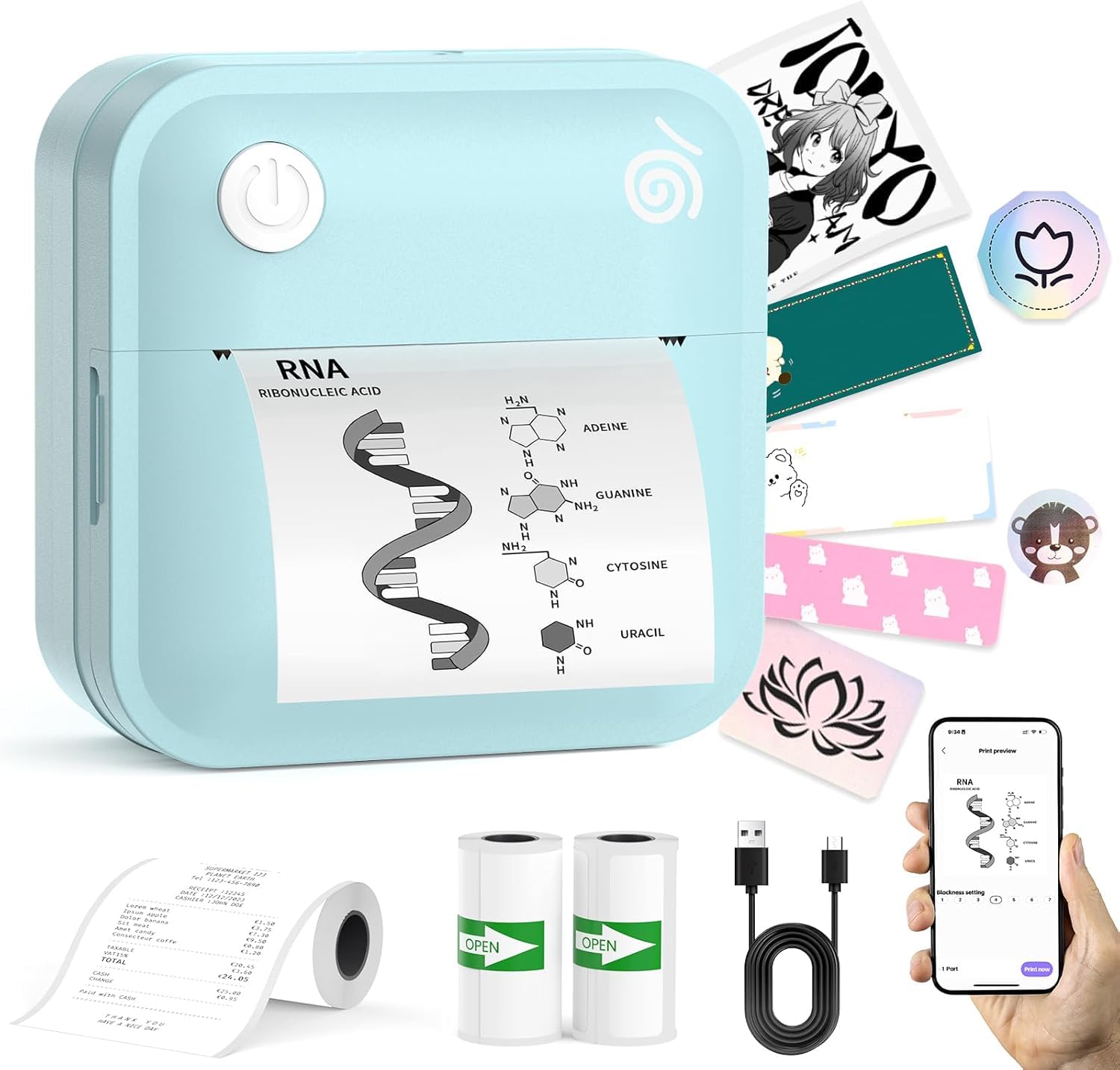 Photo 1 of LOPEVI Label Maker Machine - Portable Bluetooth Mini Label Printer - Smartphone Handheld Thermal Sticker Small Labeler Multiple Templates Font Icon Inkless Custom Label for Home Kids School Items