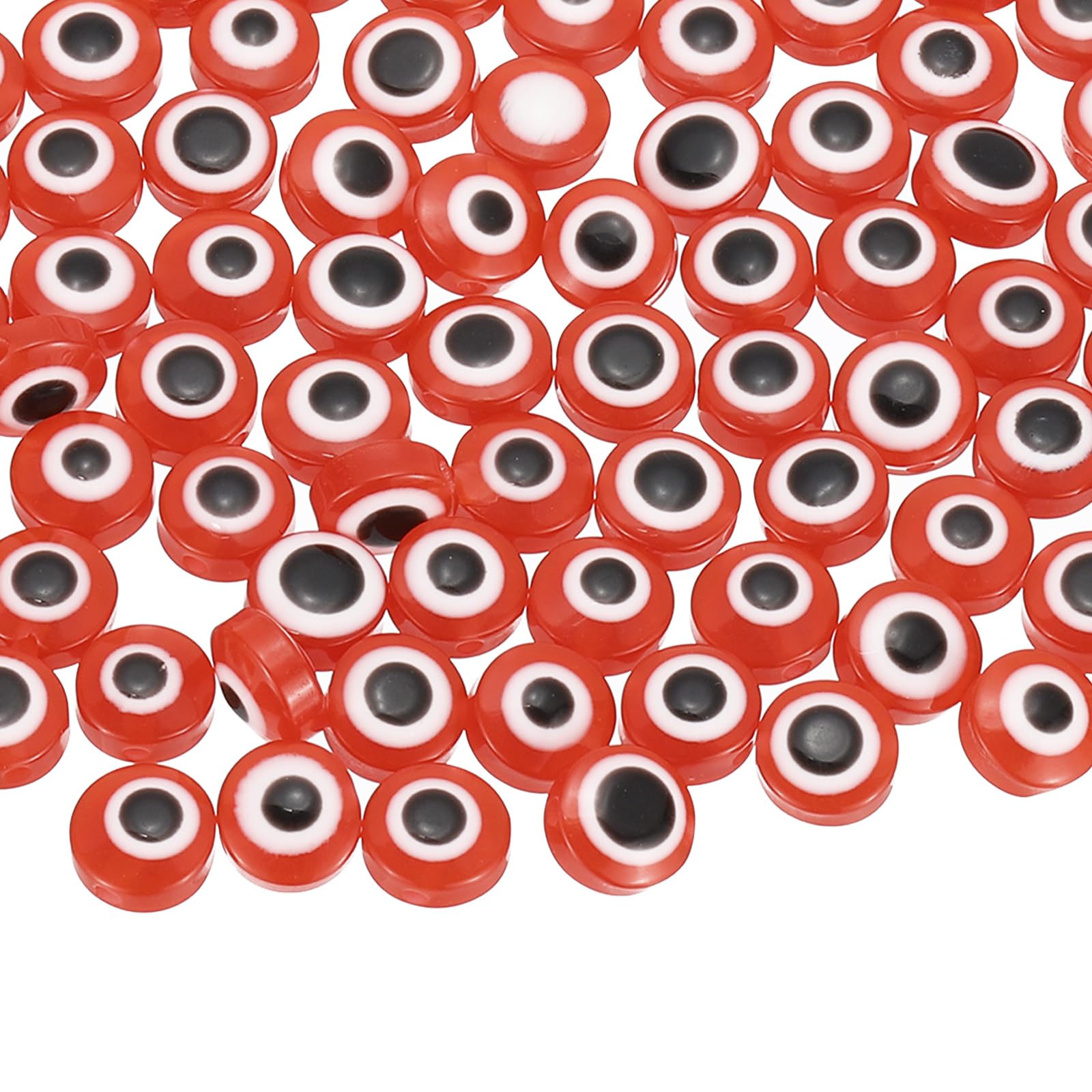 PATIKIL Evil Eye Beads, 110 Pcs 6mm Flat Round Evil Eye Charm for DIY Bracelet Earring Necklace Jewelry Craft Making, Red