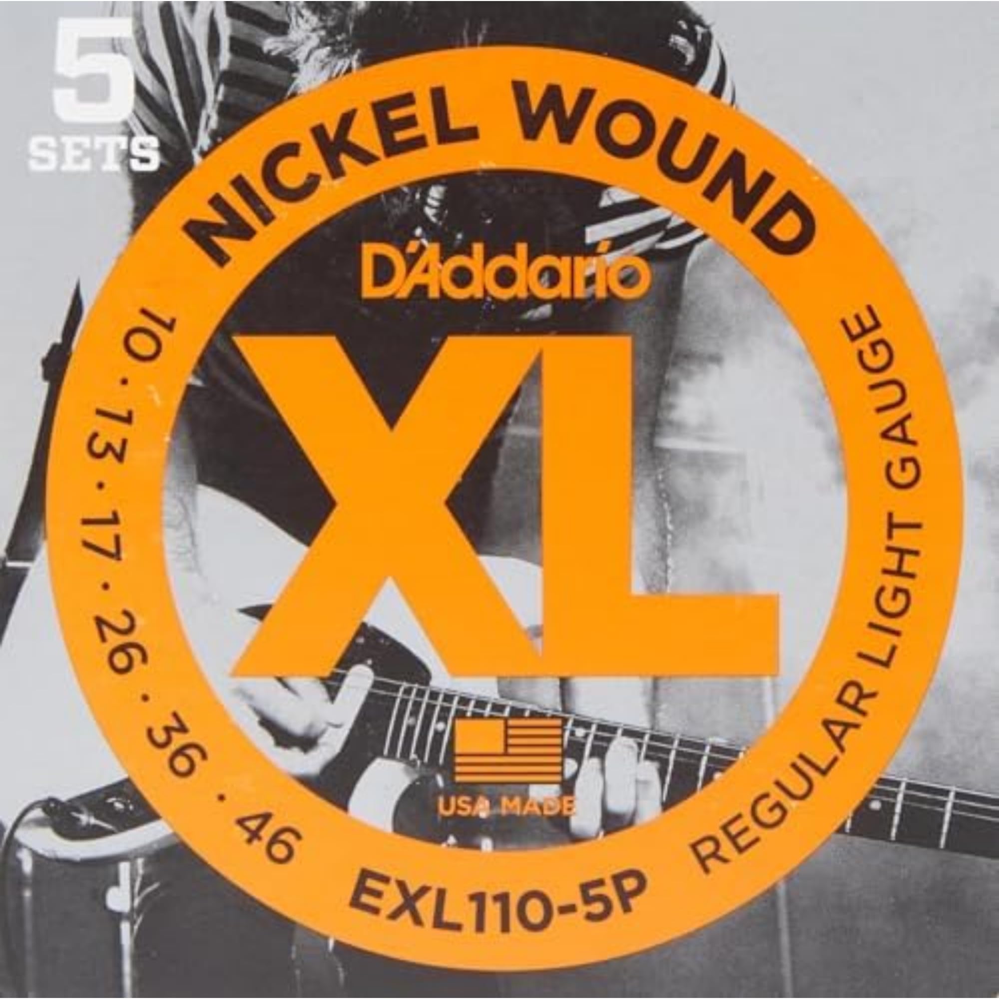 D'Addario EXL110-5P Nickel Wound Electric Guitar Strings, Regular Light, 10-46, 5 Sets