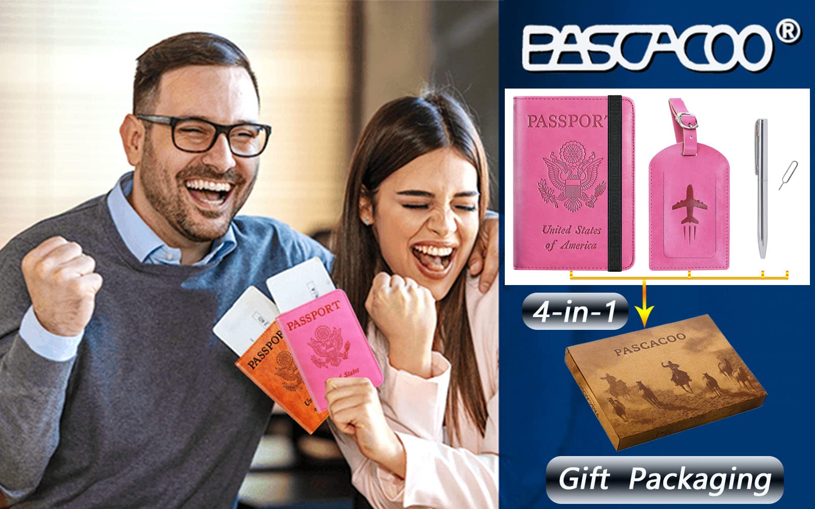 Passport Holder With Luggage Tag Travel Essentials Passport Cover Travel Wallet RFID Blocking Leather Case International Travel Must Haves Travel Accessories Women Men(115#Pink)