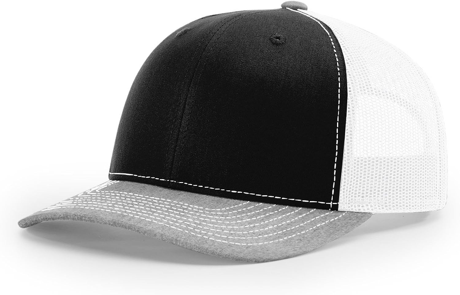 RICHARDSON 112 Trucker OSFA Baseball HAT Ball Cap Black/White/Heather
