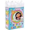 Hallmark Gabby's Dollhouse 15" Extra Large Birthday Gift Bag with Tissue Paper (Blue and Pink Rainbow) for Kids, Grandchildren, Friends