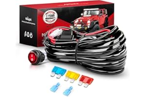 Nilight Wiring Harness Kit 14AWG Heavy Duty 12V On-Off Switch Power Relay Blade Fuse for Off Road LED Work Light Bar-ONE Lead