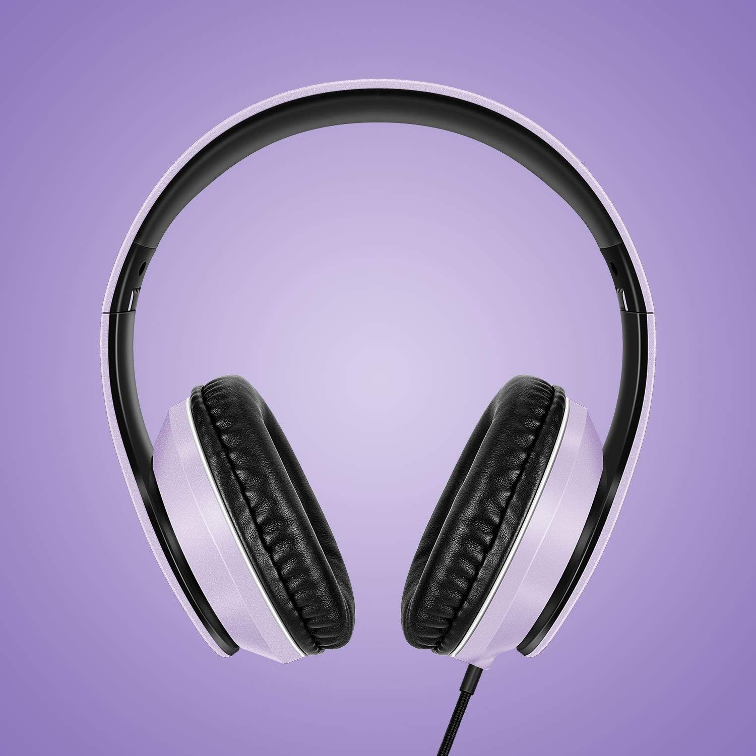 LORELEI X6 Over-Ear Headphones with Microphone, Lightweight Foldable & Portable Stereo Bass Headphones with 1.45M No-Tangle,Wired Headphones for Smartphone Tablet MP3 / 4 (Purple-Black): Home Audio & Theater