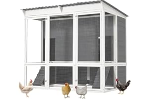 JFHID 67'' Extra Large Chicken Coop with Run, Wood Chicken House with 4 Nesting Boxes & Roost Bar for 8-10 Chickens, Outdoor 