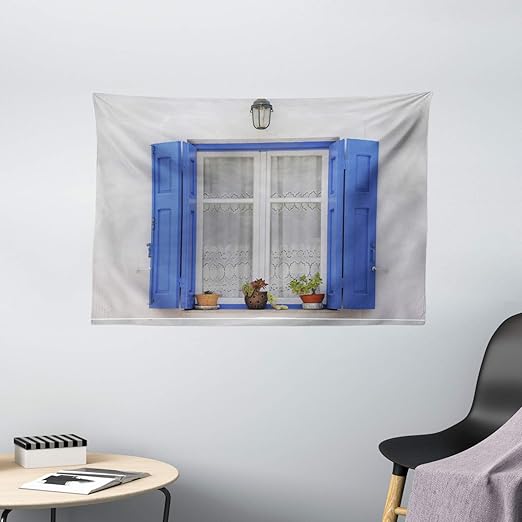 Amazon Com Ambesonne Shutters Decor Tapestry Typical Greek Style