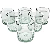 MexHandcraft Clear Blown 8 oz DOF Rocks Glasses (set of 6) - Hand Blown Mexican Glassware Recycled Glass Drinking Glasses for Water, Juice, Margarita, Cocktails & Whiskey, Toxin Free