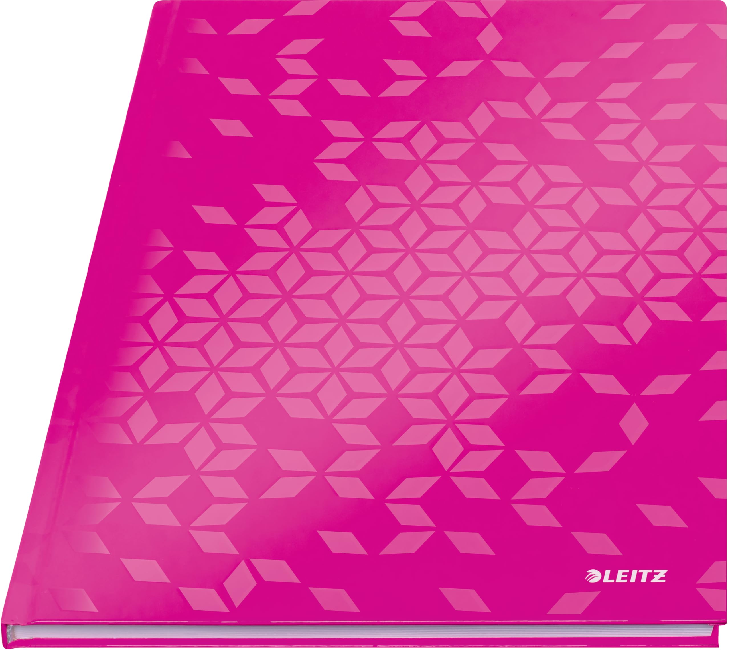 Leitz WOW Notebook A4 Lined, Hardcover, 160 Pages, 80 Sheets of FSC-Certified Paper (80 g/m²), Laminated Cover, Thread Binding, For Office, School or as a Diary, Pink, 46251023