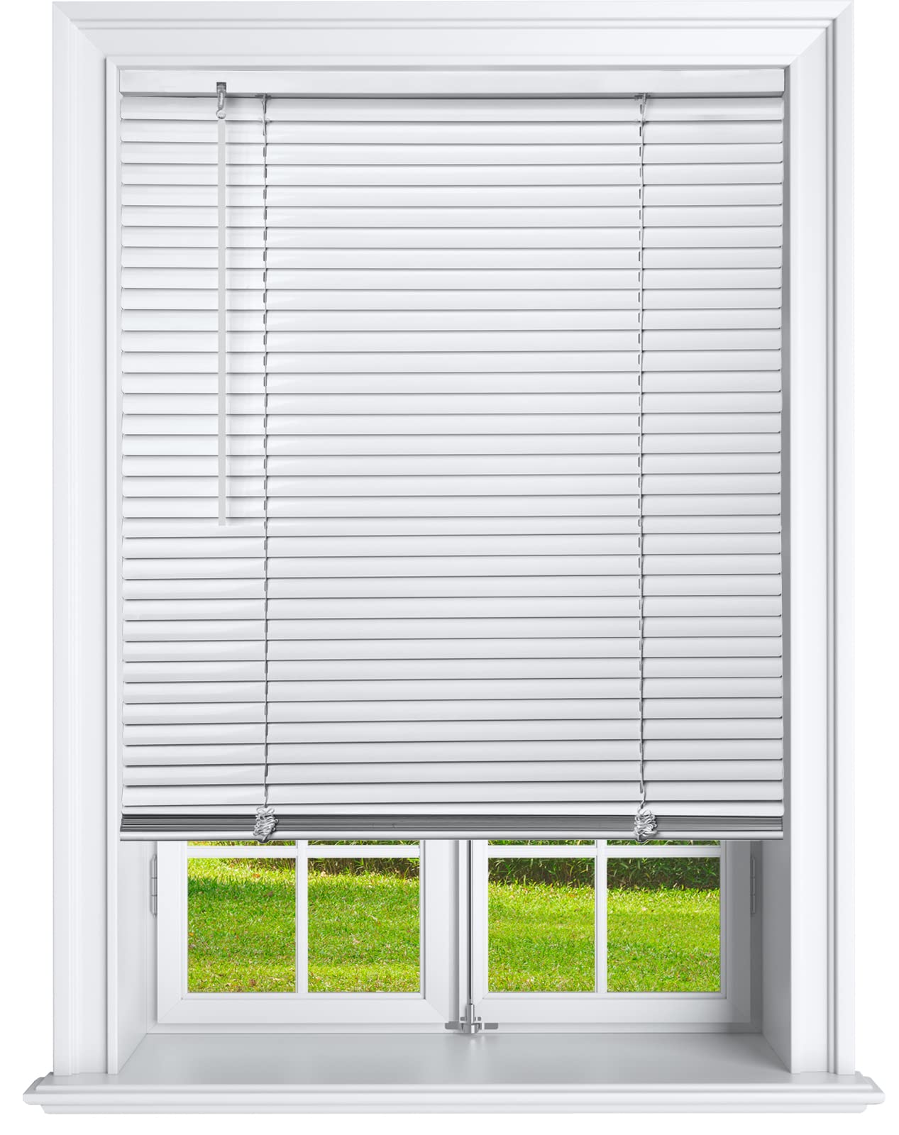 Mirrotek Cordless 1 Inch Window Blinds, Light Filtering Mini Blinds 30 x 64, White