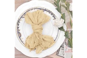 MLMC 60 Pack Cheese Cloth Napkins Champagne Wedding Napkins 21"x21" Boho Fall Napkins in Bulk for Events Thanksgiving Table Decor