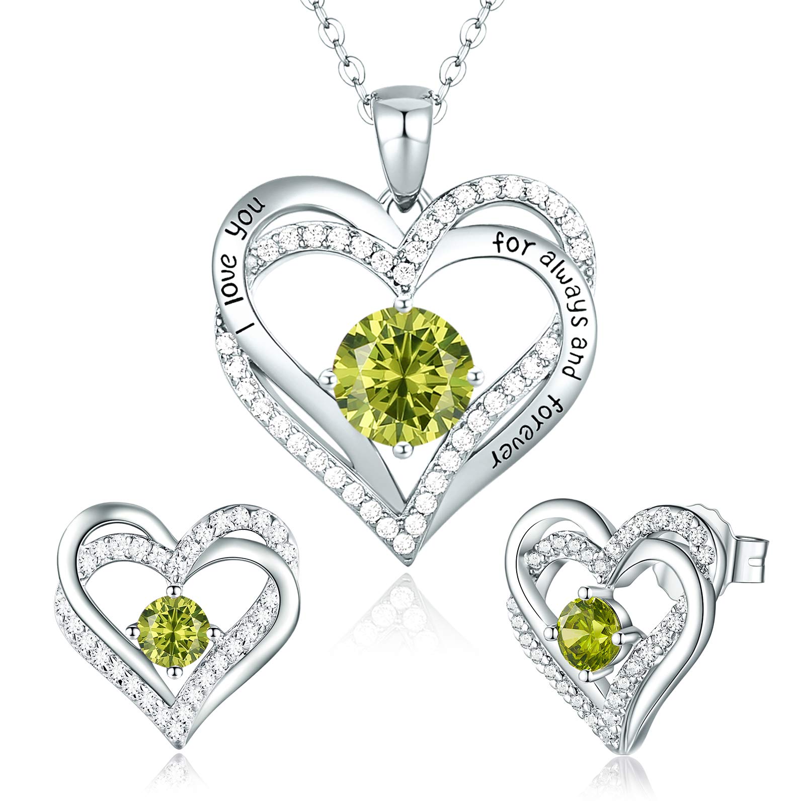 CDE Jewellery Sets for Women 925 Sterling Silver Heart Necklace and Earrings Sets Anniversary Birthday Christmas Jewelry Gifts for Women Mum Girlfriend Her
