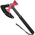 Ridge Runner 18” Tactical Axe and Multi-Tool Hammer - Red | Camping and Survival Axe | 6 ¾” Stainless Steel Head | Outdoor Hatchet and Axe Combo | Durable TPU Handle with Paracord Wrapped Grip