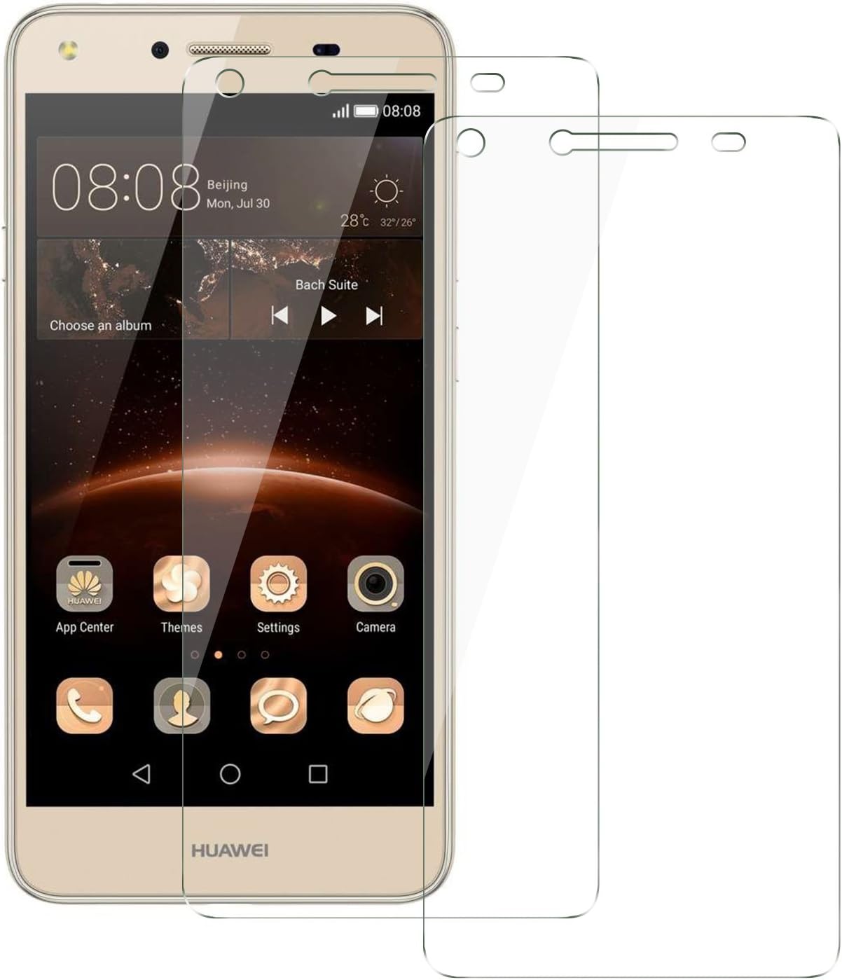 Huawei Y5 II Screen Protector,KETTRE® [ Pack 2 ] Tempered Glass Screen Protector [Lifetime Warranty] - ANTI-SCRATCH - 3D Touch Compatible - Easy Bubble-Free Installation for Huawei Y5 II.