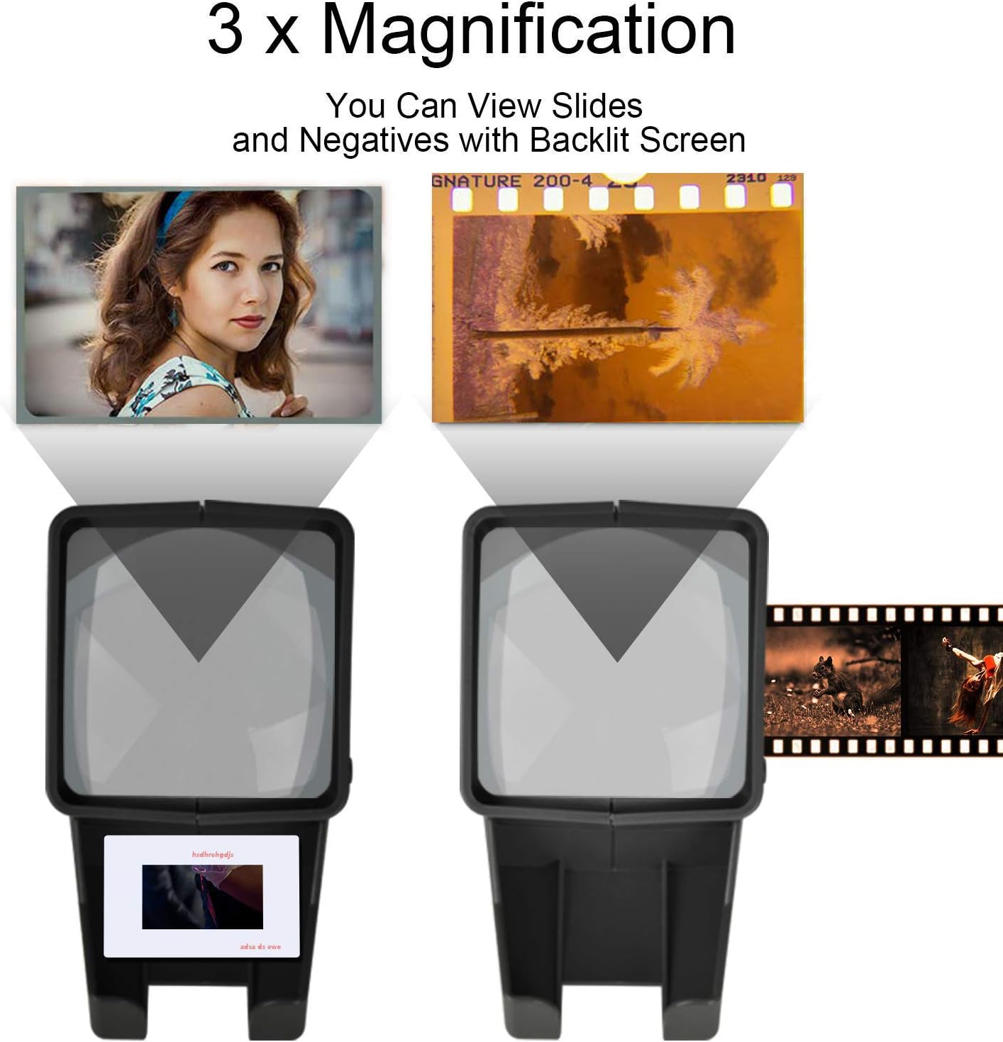 USB Powered 35mm Negative Slide Film Viewer, Old Slides Scanner Portable LED Lighted Negative Viewing – 3X Magnification, Handheld Projector Suit for 2 × 2 Slides: Electronics