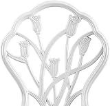 Yaheetech 3 Piece Patio Bistro Set White Aluminum Table 2 Chairs Rose Vine view 6