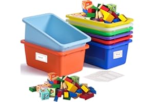 Hldgras 8 PACK Cubby Bins without Lid, Classroom Storage Book Bins Toy Storage Organizer Small - Sturdy, Plastic Multi-Purpose Baskets Containers for Home Office School , Nursery, Playroom