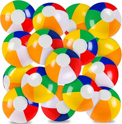 XIMISHOP 12Packs 12 Inch Rainbow Beach Balls for Kids Bulk Inflatable Pool Games