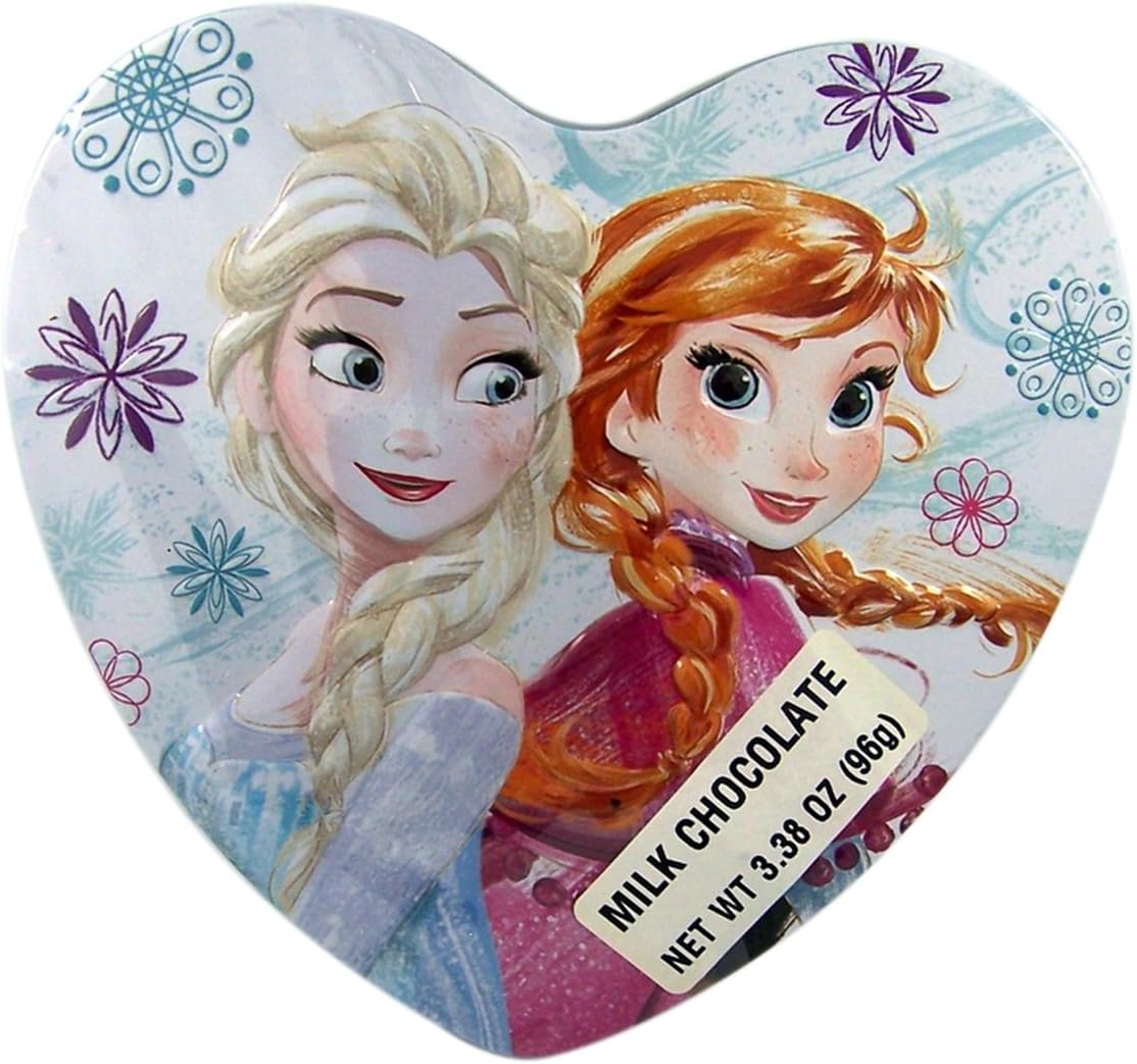 Disney Frozen Princess Valentines Day Heart Tin with Milk Chocolates, 3.38 oz