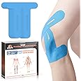 Kinesiology Tape for Knees, 12 Count Kinesiology Tape Precut for Knees, KTQUICK Original Cotton Waterproof & Breathable, Enhance Elastic Kinesiology Athletic Tape for Knee Support and Muscle