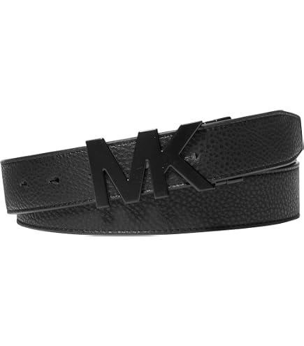 Michael Kors Men's 34mm Reverisbile MK Buckle Belt, Black, 36 at