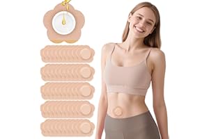 GREBIKE 54PCS Castor Oil Patches, Castor Oil Pack Wrap Disposable Organic Cotton Self-Adhesive Pads for Belly Button, Anti Leakage Design, Breathable & Portable, No Wash (Beige)