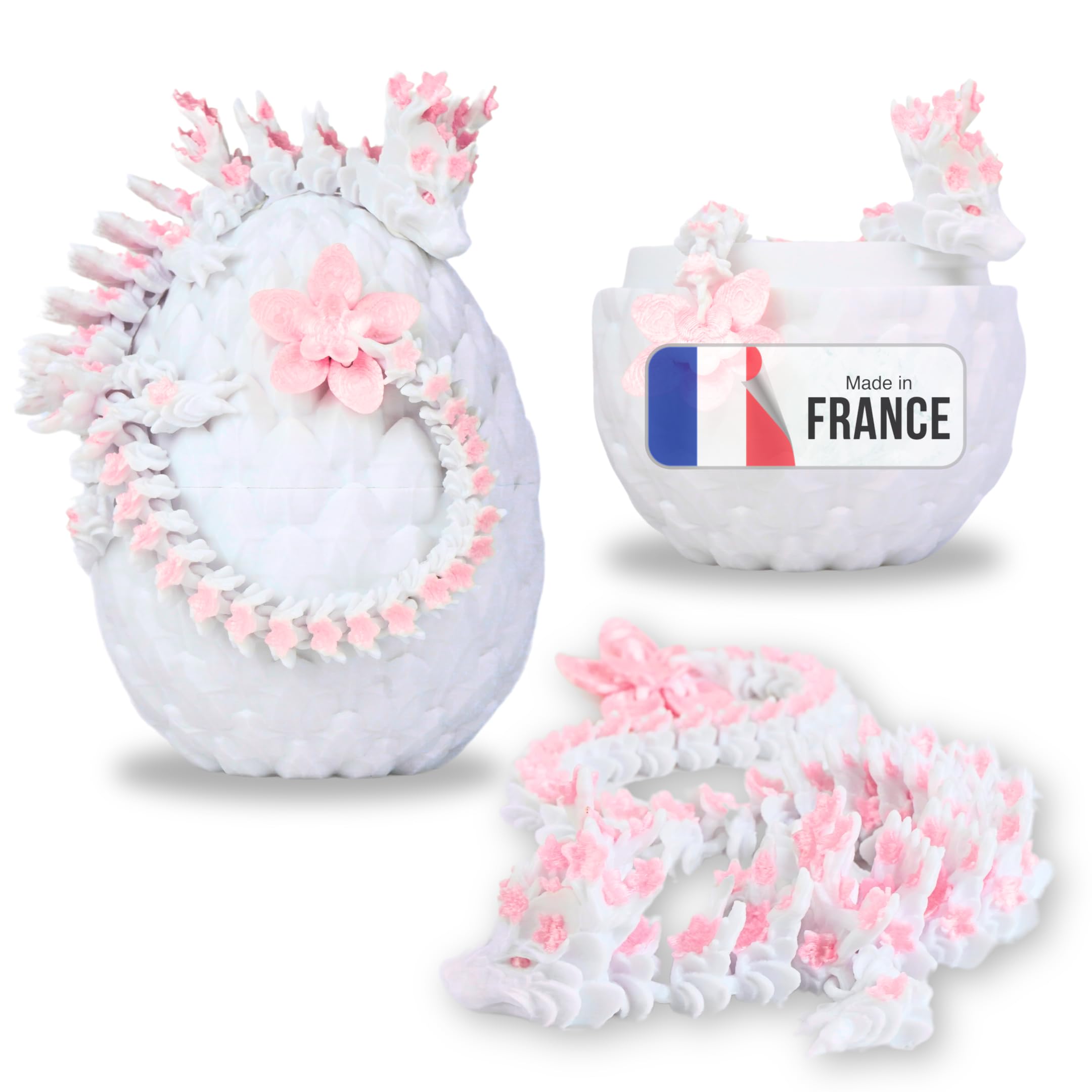 Sakura Articulated Dragons Pack 3D Printed Egg Lotus Flower Fantasy World Decoration Fidget Toy Unique Gift Idea Interior Decoration Kids Figurines Kawaii