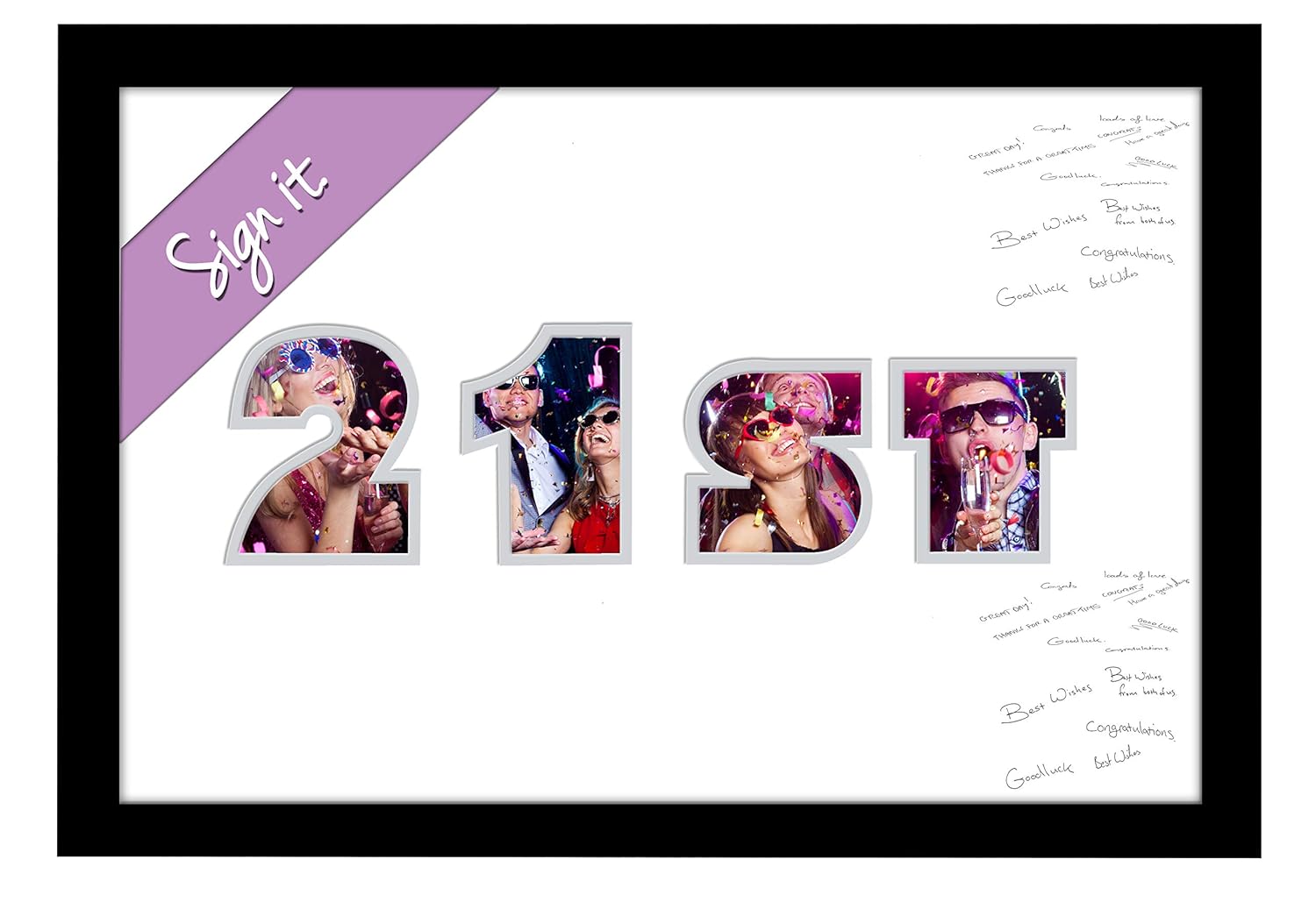 21st Birthday Signing Personalised Autograph Signature Guest Book Photo Frame To Sign (White
