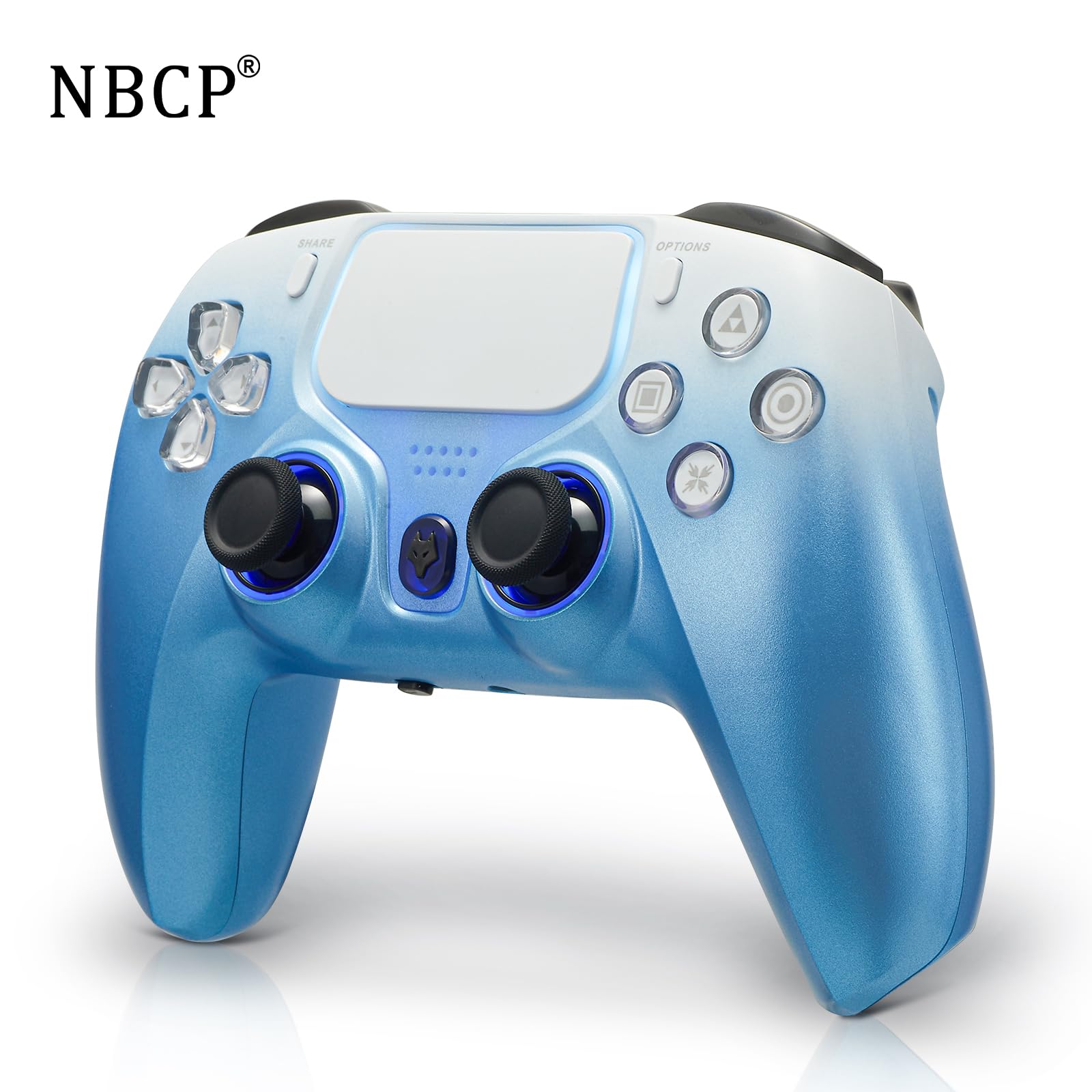 NBCP For PS4 Wireless Controller, Compatible With PS4/PS3/PC/iOS/Android,Six-Axis Gyroscope, Dual Vibration,1200mAh Battery,Dual Hall Effect Triggers,Touchpad,Turbo Function (Blue)