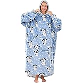 Moinlizy Wearable Blanket Hoodie, Long Thick Hooded Blanket Oversized for Adults Women Men with Pocket and Sleeves