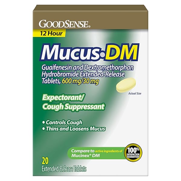 GOODSENSE MUCUS RELIEF DM, GUAIFENESIN 600 MG AND DEXTROMETHORPHAN HYDROBROMIDE 30 MG EXTENDED-RELEASE TABLETS