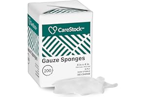 CareStock Gauze Sponge 4x4 [200 Count] Non-Sterile Gauze Pads, 8-Ply, Medical Grade Cotton Wound Dressing for First Aid Kit
