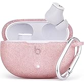 AIRSPO Silicone Case Compatible with Beats Studio Buds Case 2021 Soft Protective Cover for Beats Wireless Earbuds with Keychain (Glittery Rose Gold)
