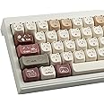 TYRIXKI PBT Cute Coffee Cat Keycaps - 142 Keys, Dye-Sublimation, Mao Profile, Custom for Cherry/Gateron MX Switches Mechanical Gaming Keyboards