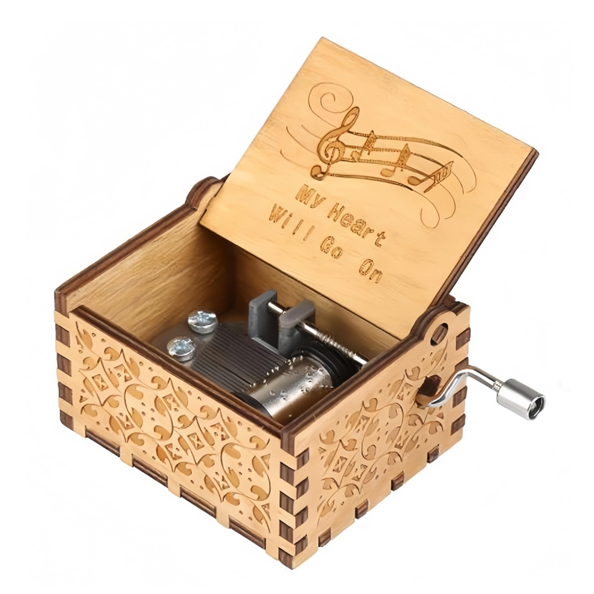 Cuzit The Titanic Music Box My Heart Will Go On Theme Antique Carved Hand Crank Wooden Musical Box Toy Gift for Valentine,Mother's Day,Christmas,Birthday (Brown)