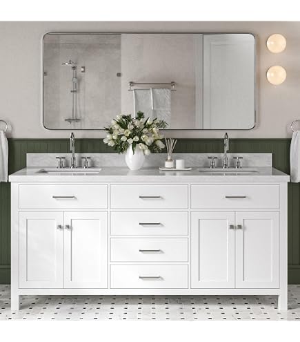 DKB Alenza 72 Inch Bathroom Vanity Double Sink — White Bathroom