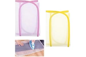 starfa lab 2 Pack Ironing Scorch Mesh Cloth Set,Pink & Yellow Heat Resistant Protectors,Pressing Cloths for Clothes,Sewing Fabric,Anti-Scorch Insulation Pads for Ironing