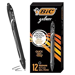BIC Gelocity Quick Dry Black Gel Pens, Medium Point