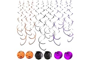 AGROKO 30Pc Halloween Party Party Swirl Decorations Foil Swirl Hanging Decoration Plastic Streamer for Ceiling 22 in (Black Purple and Orange)