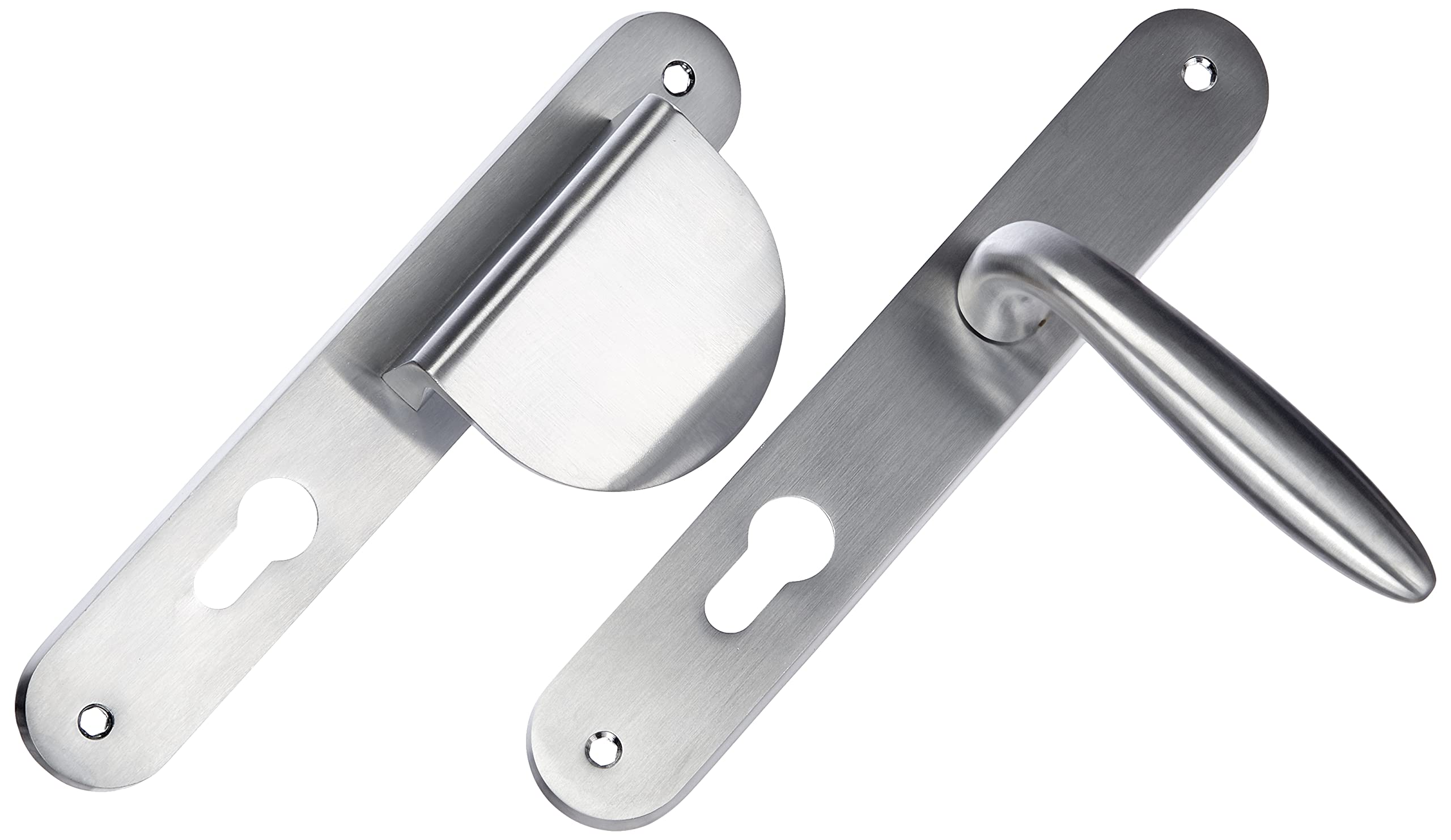 Bricard Sketching 9984051 Handle Set Zamak Kickstand + European Profile Spoiler (Without Cylinder) for Front Door, Silver