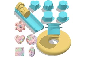 Cake Pop Mold Set with 6.3-Inch Tray, 5 Shapes (Round, Square, Oval, Cloud, Heart) - Cake Pop Cutter and Pusher for Home Baki